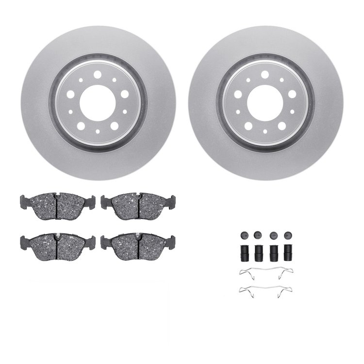 4312-27015 Geospec Brake Rotors with 3000-Series Ceramic Brake Pads & Hardware, 1998-2004 Volvo, Position: Front