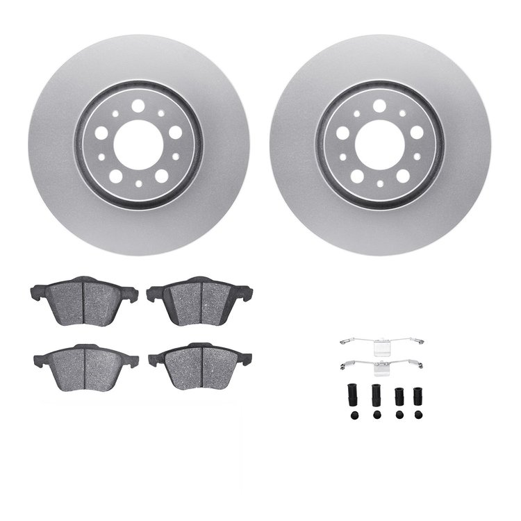 4312-27019 Geospec Brake Rotors with 3000-Series Ceramic Brake Pads & Hardware, 2003-2009 Volvo, Position: Front