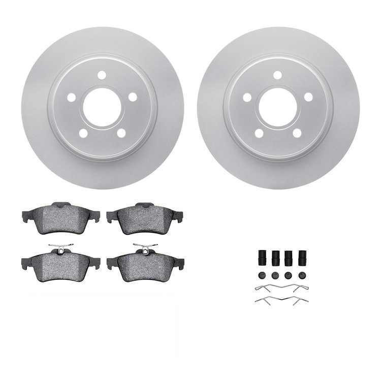 4312-27023 Geospec Brake Rotors with 3000-Series Ceramic Brake Pads & Hardware, 2004-2013 Volvo, Position: Rear
