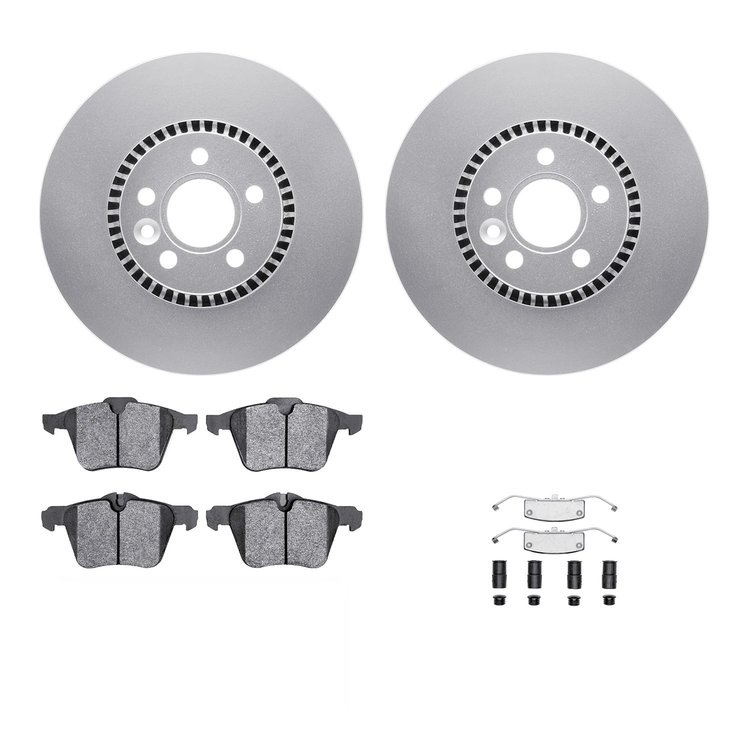 4312-27025 Geospec Brake Rotors with 3000-Series Ceramic Brake Pads & Hardware, 2007-2018 Volvo, Position: Front