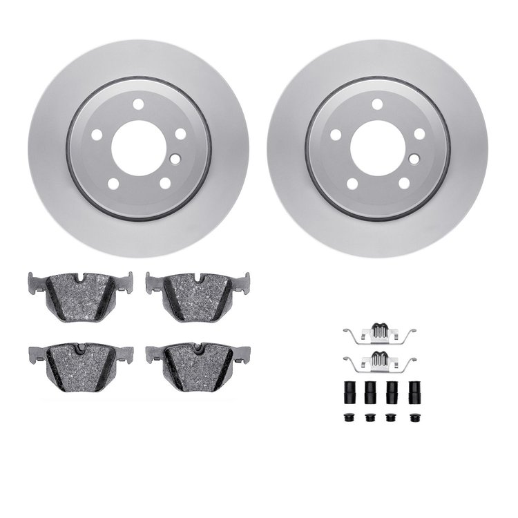 4312-31028 Geospec Brake Rotors with 3000-Series Ceramic Brake Pads & Hardware, 2006-2010 BMW, Position: Rear