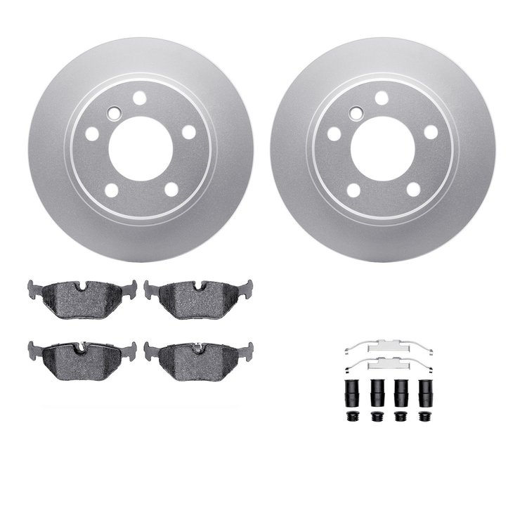 4312-31029 Geospec Brake Rotors with 3000-Series Ceramic Brake Pads & Hardware, 1991-1999 BMW, Position: Rear