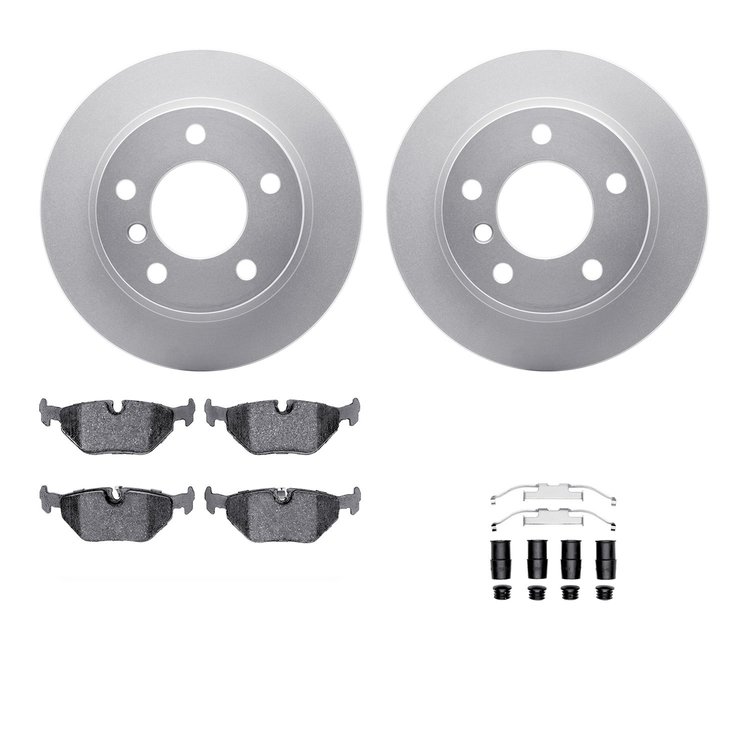 4312-31030 Geospec Brake Rotors with 3000-Series Ceramic Brake Pads & Hardware, 1995-1999 BMW, Position: Rear