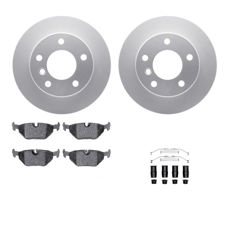 4312-31032 Geospec Brake Rotors with 3000-Series Ceramic Brake Pads & Hardware, 1996-2002 BMW, Position: Rear