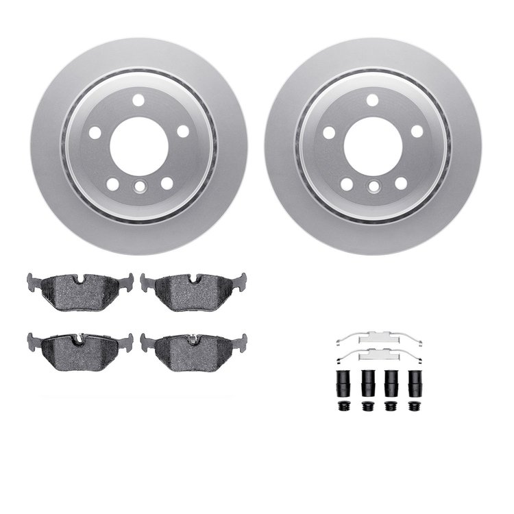4312-31034 Geospec Brake Rotors with 3000-Series Ceramic Brake Pads & Hardware, 2001-2005 BMW, Position: Rear