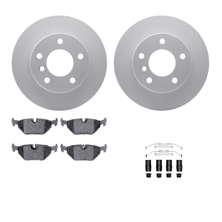 4312-31035 Geospec Brake Rotors with 3000-Series Ceramic Brake Pads & Hardware, 2003-2006 BMW, Position: Rear