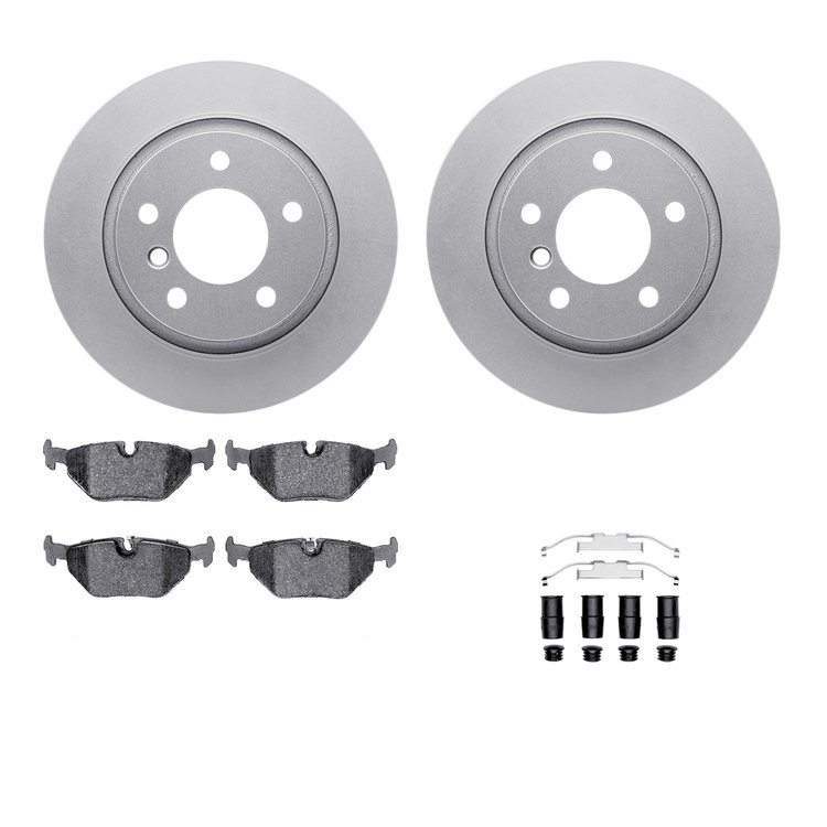 4312-31036 Geospec Brake Rotors with 3000-Series Ceramic Brake Pads & Hardware, 2003-2008 BMW, Position: Rear