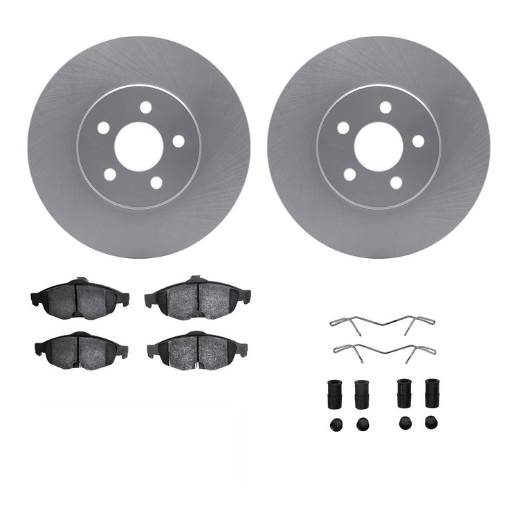 4312-39010 Geospec Brake Rotors with 3000-Series Ceramic Brake Pads & Hardware, 2001-2006 Mopar, Position: Front