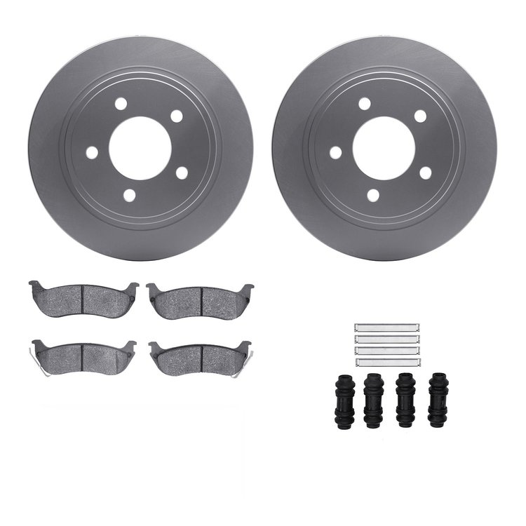4312-39012 Geospec Brake Rotors with 3000-Series Ceramic Brake Pads & Hardware, 2004-2008 Mopar, Position: Rear