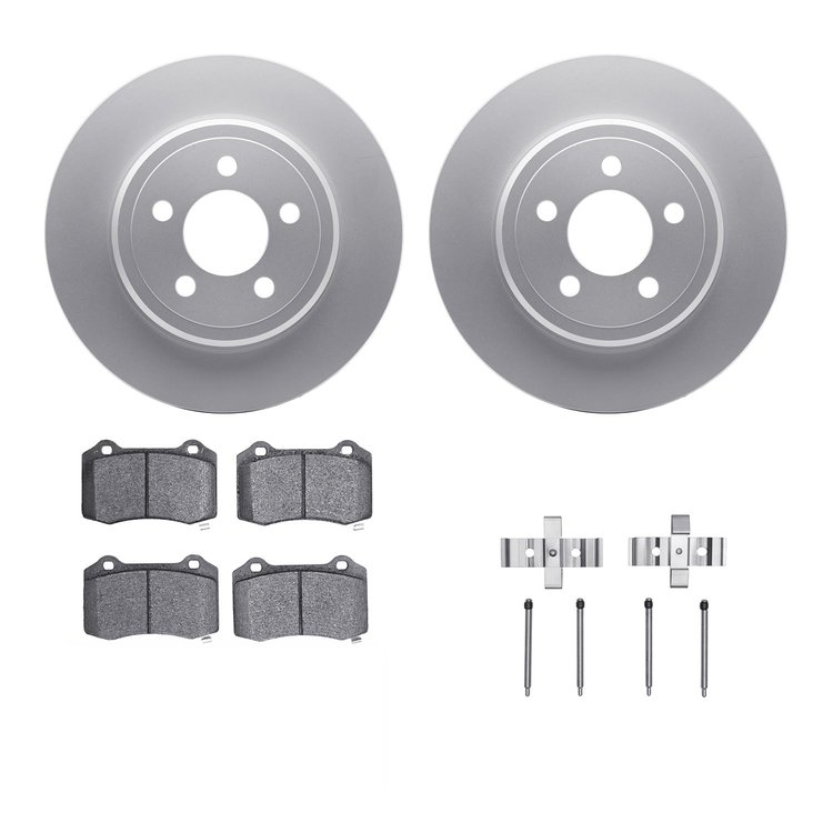 4312-39014 Geospec Brake Rotors with 3000-Series Ceramic Brake Pads & Hardware, Fits Select Mopar, Position: Rear