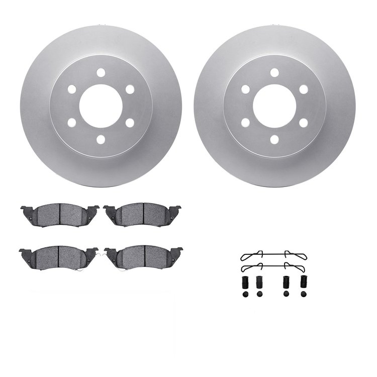 4312-40010 Geospec Brake Rotors with 3000-Series Ceramic Brake Pads & Hardware, 1997-1998 Mopar, Position: Front