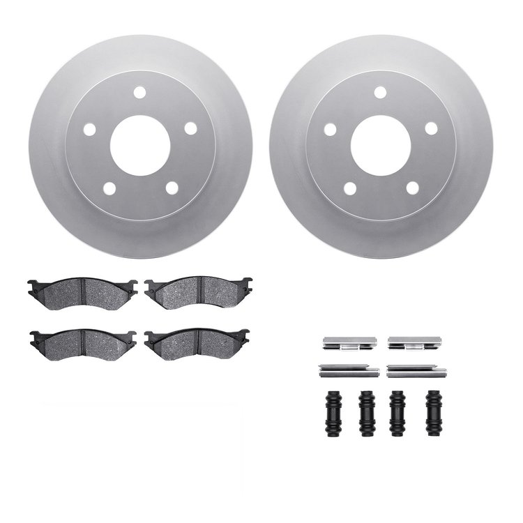 4312-40015 Geospec Brake Rotors with 3000-Series Ceramic Brake Pads & Hardware, 2000-2001 Mopar, Position: Front