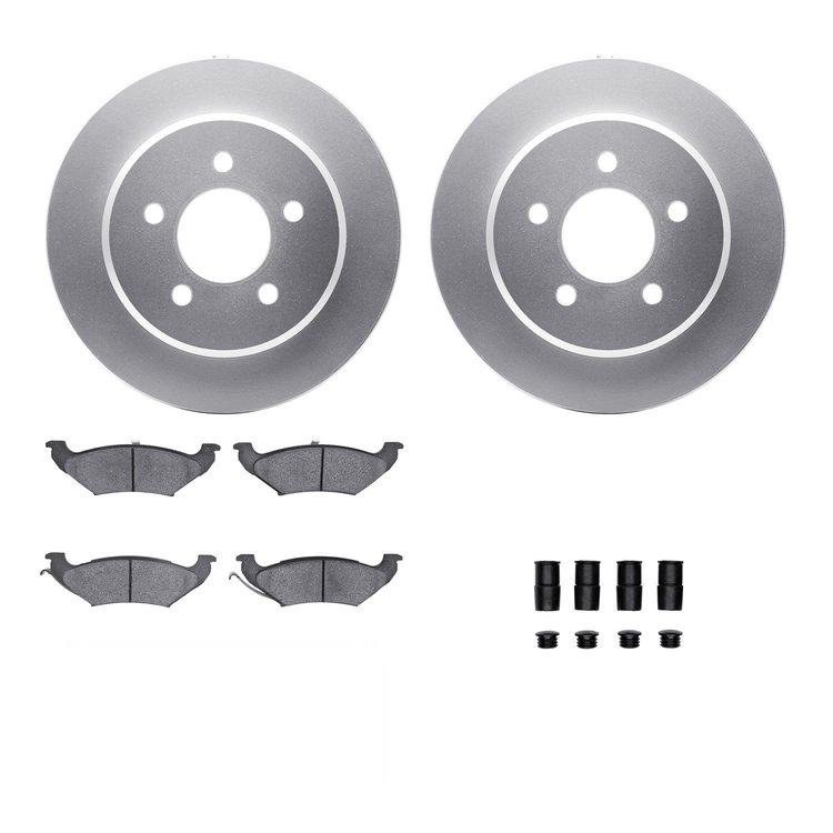 4312-40019 Geospec Brake Rotors with 3000-Series Ceramic Brake Pads & Hardware, 1997-2000 Mopar, Position: Rear