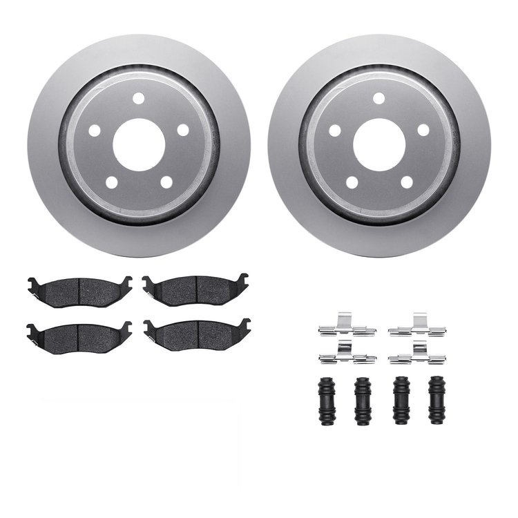 4312-40029 Geospec Brake Rotors with 3000-Series Ceramic Brake Pads & Hardware, 2002-2018 Mopar, Position: Rear