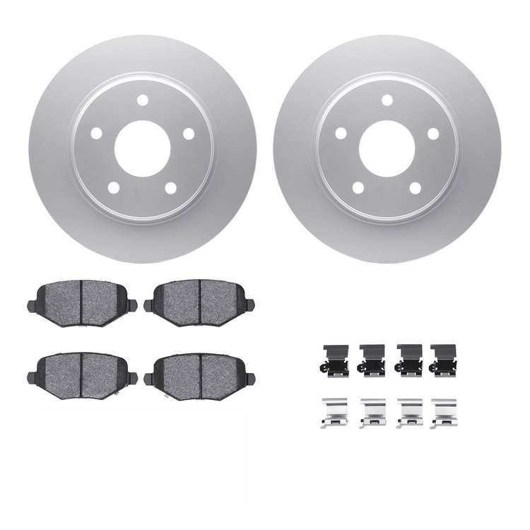 4312-40041 Geospec Brake Rotors with 3000-Series Ceramic Brake Pads & Hardware, 2012-2016 Mopar, Position: Rear