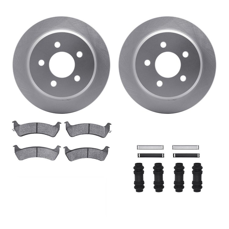 4312-42003 Geospec Brake Rotors with 3000-Series Ceramic Brake Pads & Hardware, 1993-1994 Mopar, Position: Rear