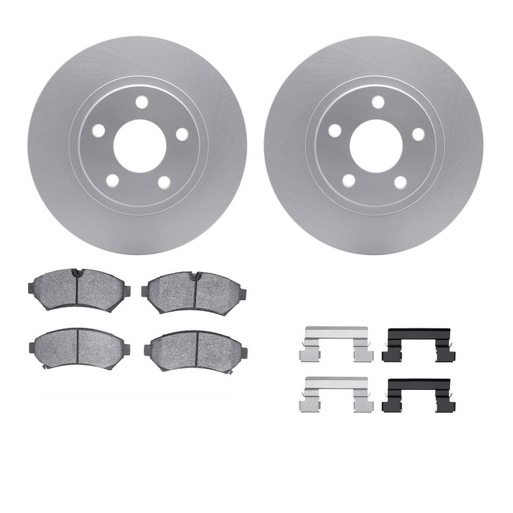 4312-45008 Geospec Brake Rotors with 3000-Series Ceramic Brake Pads & Hardware, 1998-2002 GM, Position: Front