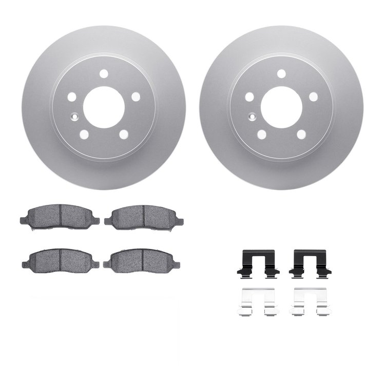 4312-45016 Geospec Brake Rotors with 3000-Series Ceramic Brake Pads & Hardware, 2006-2011 GM, Position: Rear