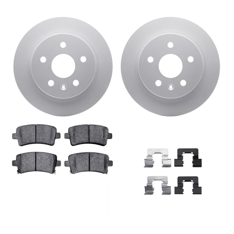 4312-45018 Geospec Brake Rotors with 3000-Series Ceramic Brake Pads & Hardware, 2011-2016 GM, Position: Rear
