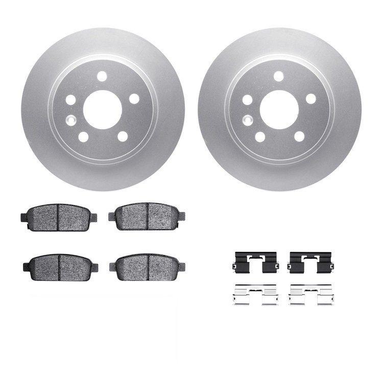 4312-45021 Geospec Brake Rotors with 3000-Series Ceramic Brake Pads & Hardware, 2011-2018 GM, Position: Rear