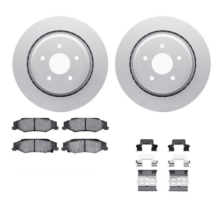 4312-46009 Geospec Brake Rotors with 3000-Series Ceramic Brake Pads & Hardware, 2005-2013 GM, Position: Rear