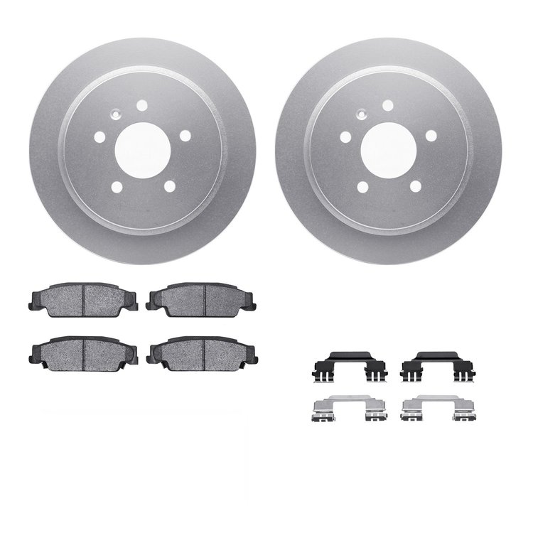 4312-46014 Geospec Brake Rotors with 3000-Series Ceramic Brake Pads & Hardware, 2003-2011 GM, Position: Rear