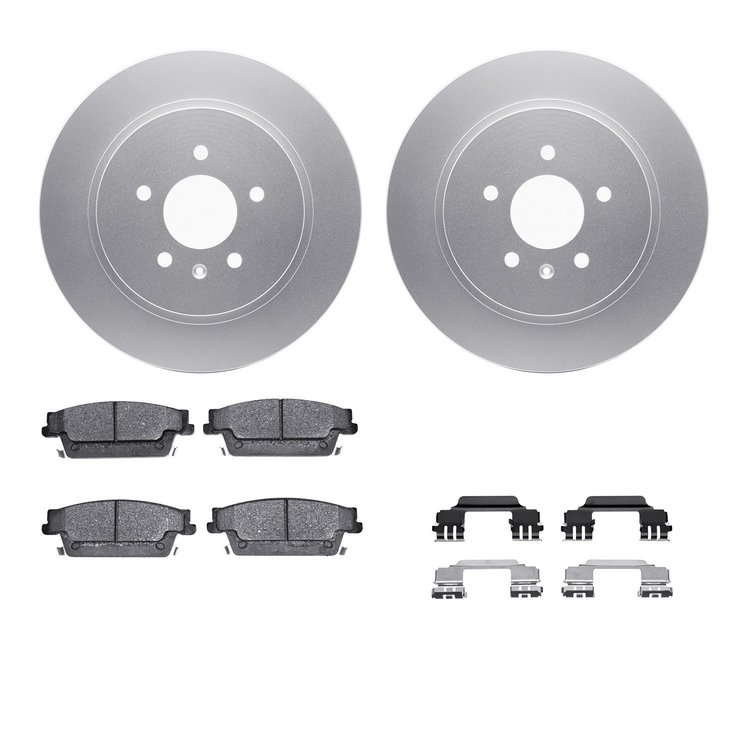 4312-46024 Geospec Brake Rotors with 3000-Series Ceramic Brake Pads & Hardware, 2005-2011 GM, Position: Rear