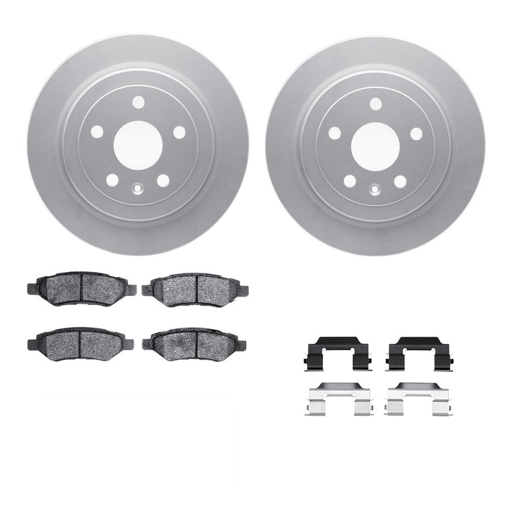 4312-46032 Geospec Brake Rotors with 3000-Series Ceramic Brake Pads & Hardware, 2008-2015 GM, Position: Rear