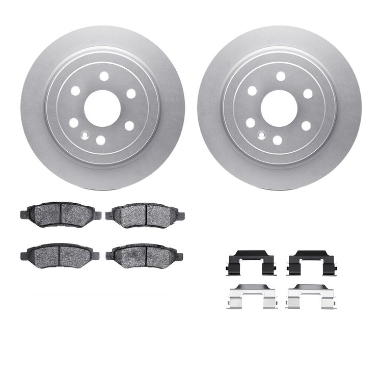 4312-46034 Geospec Brake Rotors with 3000-Series Ceramic Brake Pads & Hardware, 2010-2016 GM, Position: Rear