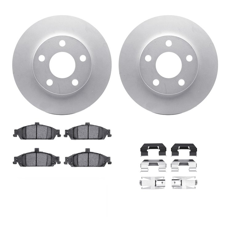 4312-47017 Geospec Brake Rotors with 3000-Series Ceramic Brake Pads & Hardware, 1997-2005 GM, Position: Front