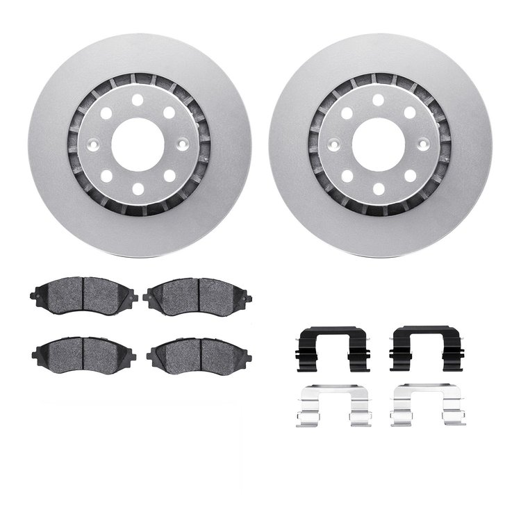 4312-47018 Geospec Brake Rotors with 3000-Series Ceramic Brake Pads & Hardware, 2004-2017 GM, Position: Front