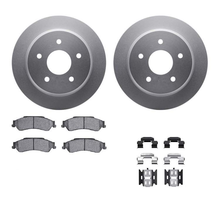 4312-48015 Geospec Brake Rotors with 3000-Series Ceramic Brake Pads & Hardware, 1997-2005 GM, Position: Rear