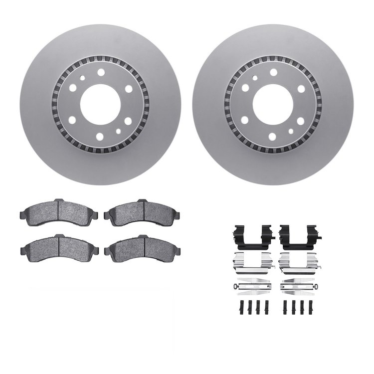 4312-48025 Geospec Brake Rotors with 3000-Series Ceramic Brake Pads & Hardware, 2002-2005 GM, Position: Front