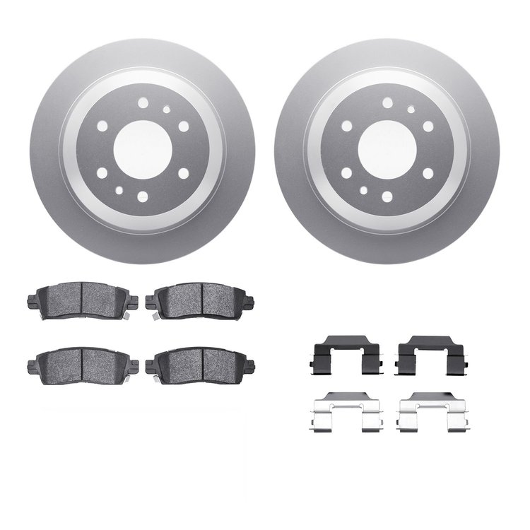 4312-48026 Geospec Brake Rotors with 3000-Series Ceramic Brake Pads & Hardware, 2002-2009 GM, Position: Rear