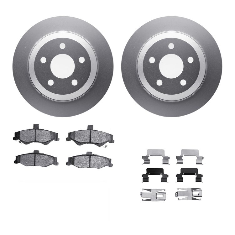 4312-52007 Geospec Brake Rotors with 3000-Series Ceramic Brake Pads & Hardware, 1998-2002 GM, Position: Rear