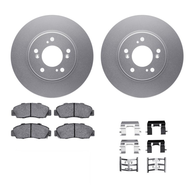 4312-58001 Geospec Brake Rotors with 3000-Series Ceramic Brake Pads & Hardware, 1991-1996 Acura/Honda, Position: Front