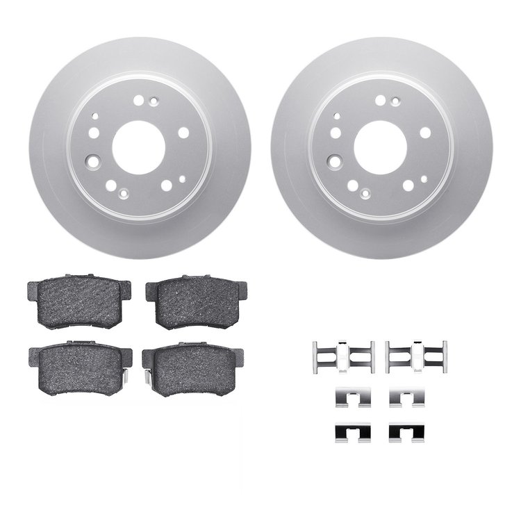 4312-58004 Geospec Brake Rotors with 3000-Series Ceramic Brake Pads & Hardware, 1999-2003 Acura/Honda, Position: Rear