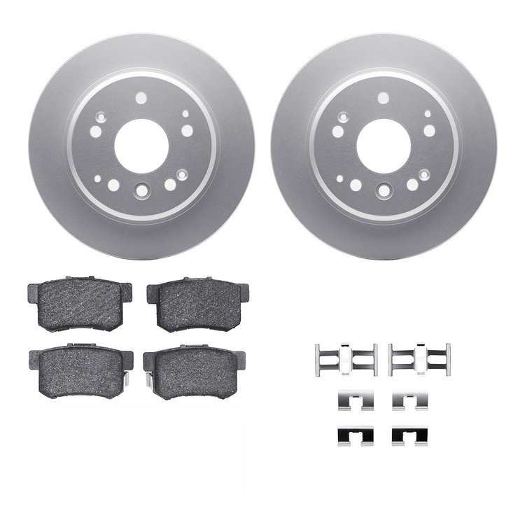 4312-58005 Geospec Brake Rotors with 3000-Series Ceramic Brake Pads & Hardware, 2003-2011 Acura/Honda, Position: Rear