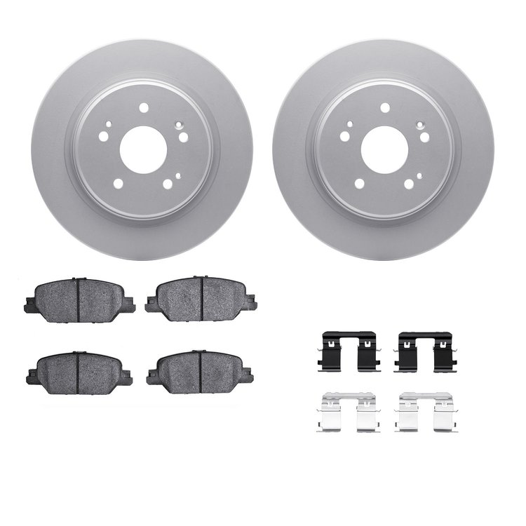 4312-58020 Geospec Brake Rotors with 3000-Series Ceramic Brake Pads & Hardware, Fits Select Acura/Honda, Position: Rear