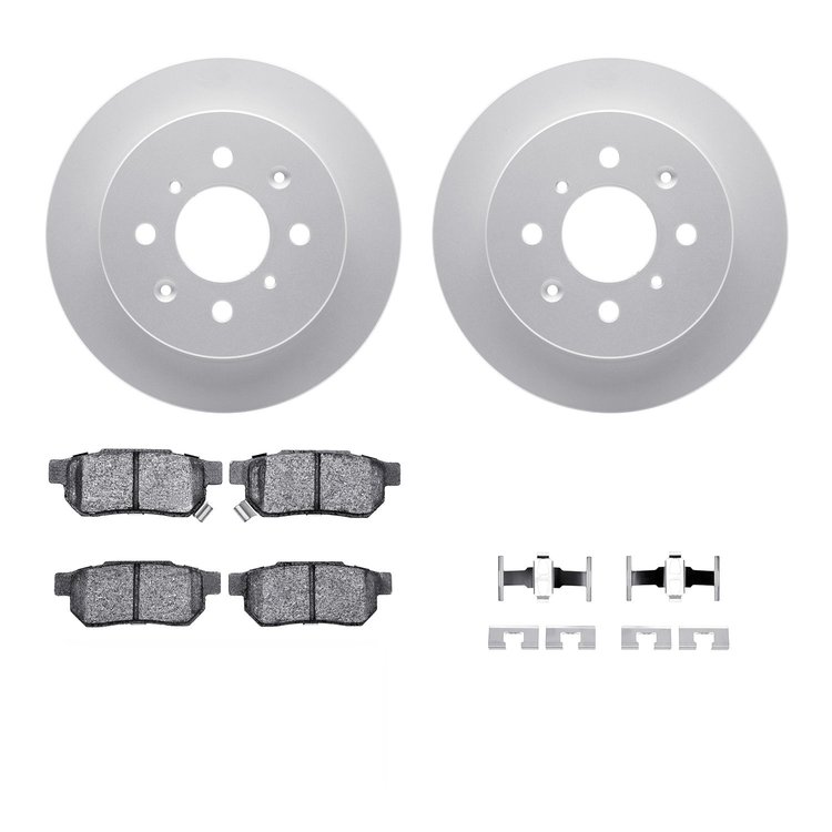4312-59006 Geospec Brake Rotors with 3000-Series Ceramic Brake Pads & Hardware, 1988-2001 Acura/Honda, Position: Rear