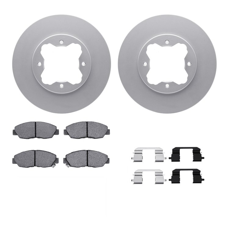 4312-59008 Geospec Brake Rotors with 3000-Series Ceramic Brake Pads & Hardware, 1990-1997 Acura/Honda, Position: Front