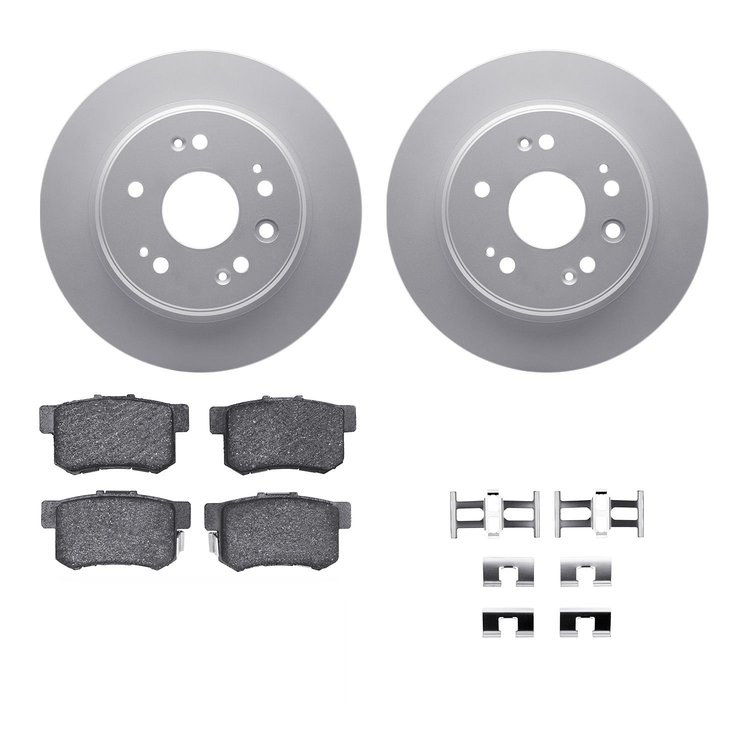 4312-59014 Geospec Brake Rotors with 3000-Series Ceramic Brake Pads & Hardware, 2002-2004 Acura/Honda, Position: Rear