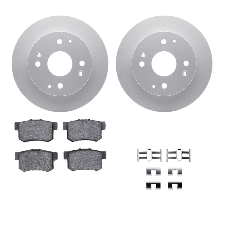 4312-59018 Geospec Brake Rotors with 3000-Series Ceramic Brake Pads & Hardware, 1998-2002 Acura/Honda, Position: Rear