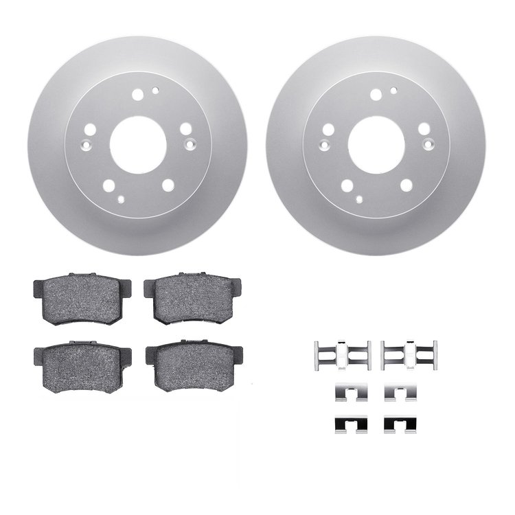4312-59019 Geospec Brake Rotors with 3000-Series Ceramic Brake Pads & Hardware, 1997-2006 Acura/Honda, Position: Rear