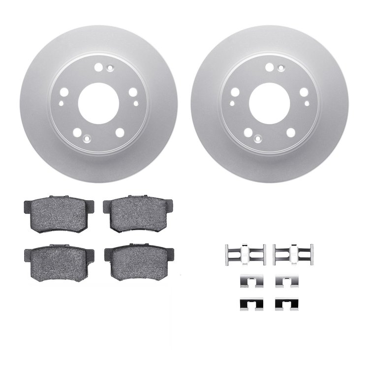 4312-59020 Geospec Brake Rotors with 3000-Series Ceramic Brake Pads & Hardware, 2003-2008 Acura/Honda, Position: Rear
