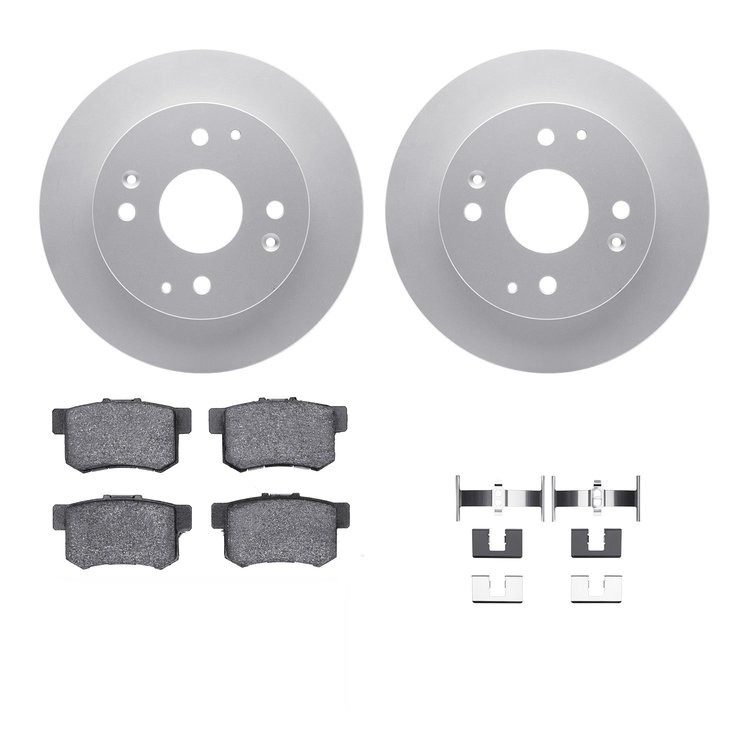 4312-59025 Geospec Brake Rotors with 3000-Series Ceramic Brake Pads & Hardware, 1998-1999 Acura/Honda, Position: Rear