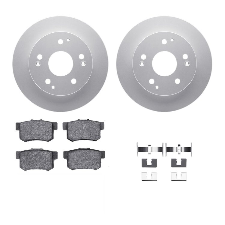 4312-59026 Geospec Brake Rotors with 3000-Series Ceramic Brake Pads & Hardware, 1998-2002 Acura/Honda, Position: Rear