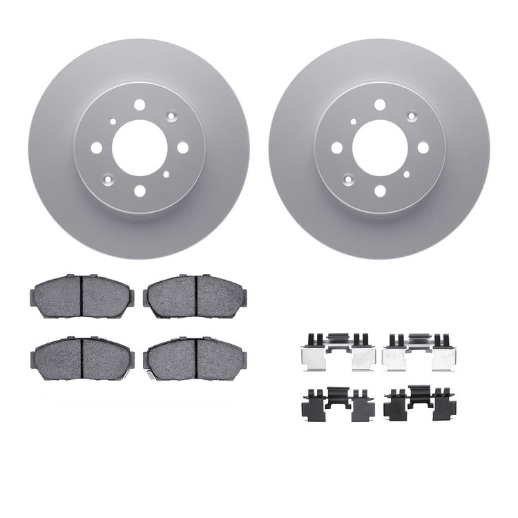 4312-59028 Geospec Brake Rotors with 3000-Series Ceramic Brake Pads & Hardware, 1993-2001 Acura/Honda, Position: Front