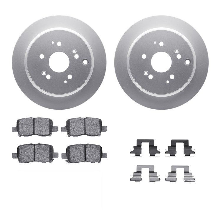 4312-59034 Geospec Brake Rotors with 3000-Series Ceramic Brake Pads & Hardware, 2002-2004 Acura/Honda, Position: Rear