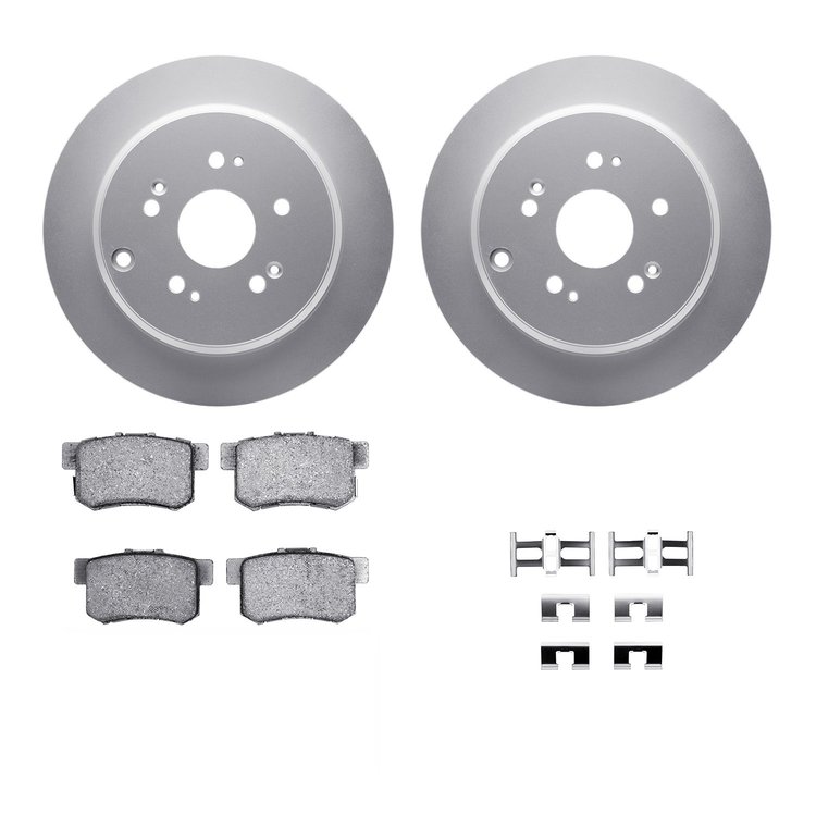 4312-59046 Geospec Brake Rotors with 3000-Series Ceramic Brake Pads & Hardware, 2005-2018 Acura/Honda, Position: Rear